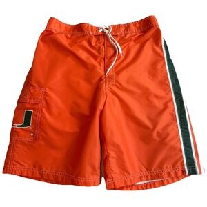 G III Sports By Carl Bank Orange Green Miami Hurricane Board Short Swim Truck XL